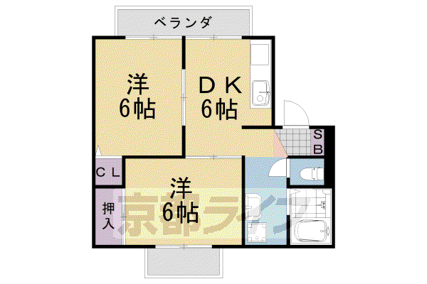 セジュール西山(2DK/1階)の間取り写真