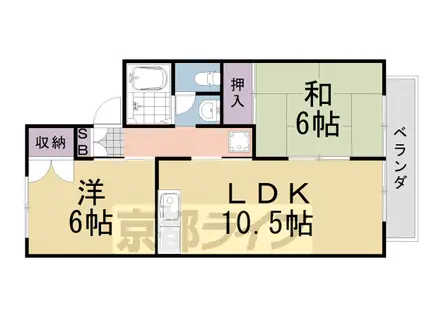 阪急電鉄京都線 桂駅 徒歩9分 2階建 築33年(2LDK/2階)の間取り写真