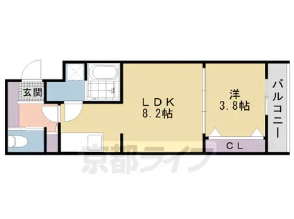 東海道本線 西大路駅 徒歩13分 3階建 築2年(1LDK/1階)の間取り写真