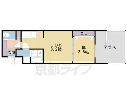 東海道本線 西大路駅 徒歩13分 3階建 築2年(1LDK/1階)の間取り写真