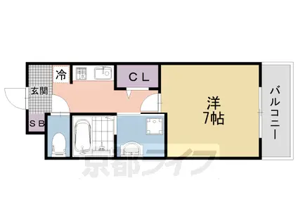 京阪電気鉄道京阪線 藤森駅 徒歩1分 5階建 築2年(1K/2階)の間取り写真