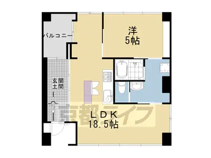 東海道本線 西大路駅 徒歩10分 8階建 築2年(1LDK/5階)の間取り写真