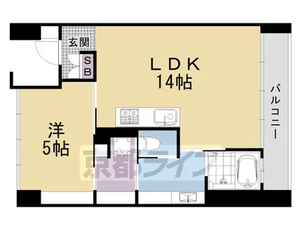 東海道本線 西大路駅 徒歩10分 8階建 築2年(1LDK/5階)の間取り写真
