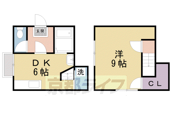叡山電鉄 一乗寺駅 徒歩13分 2階建 築2年(1DK)の間取り写真