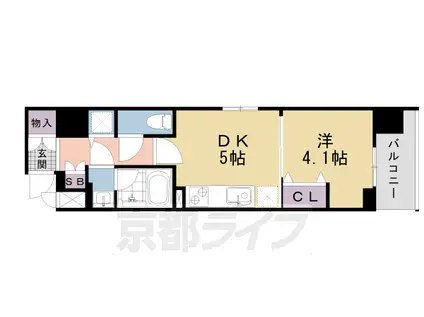東海道本線 西大路駅 徒歩15分 10階建 築1年(1DK/8階)の間取り写真