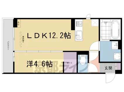 近鉄京都線 富野荘駅 徒歩5分 3階建 築1年(1LDK/3階)の間取り写真