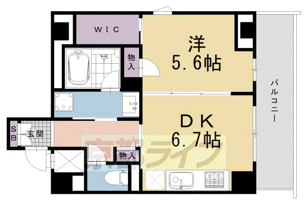 京都市東西線 京都市役所前駅 徒歩1分 9階建 築2年(1DK/9階)の間取り写真