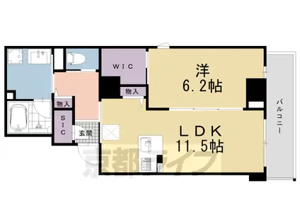 京都市東西線 京都市役所前駅 徒歩1分 9階建 築2年(1LDK/2階)の間取り写真