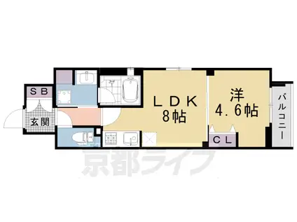 ベラジオ雅び東寺ウエスト(1LDK/5階)の間取り写真