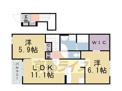 片町線 木津駅(京都) 徒歩15分 2階建 築4年(2LDK/2階)の間取り写真