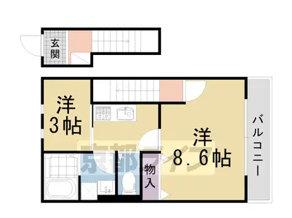 京都市烏丸線 北大路駅 徒歩23分 2階建 築1年(2K/2階)の間取り写真