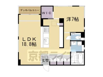 京都市東西線 東山駅(京都) 徒歩5分 4階建 築1年(1LDK/1階)の間取り写真