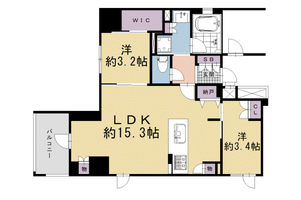 阪急電鉄京都線 大宮駅(京都) 徒歩6分 11階建 築2年(2LDK/8階)の間取り写真
