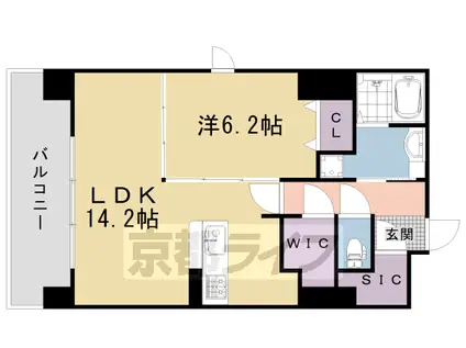 京都市東西線 太秦天神川駅 徒歩7分 5階建 築2年(1LDK/4階)の間取り写真