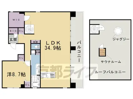 京都市東西線 太秦天神川駅 徒歩7分 5階建 築1年(1LDK/5階)の間取り写真
