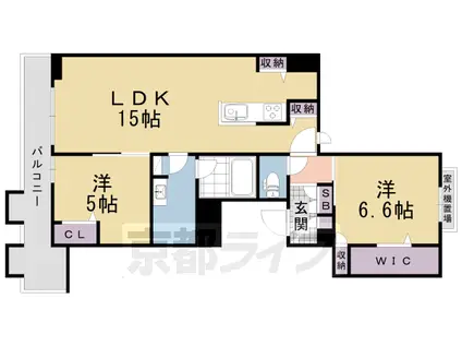 近鉄京都線 伏見駅(京都) 徒歩5分 4階建 築1年(2LDK/3階)の間取り写真