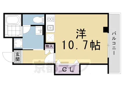 京都市烏丸線 北山駅(京都) 徒歩7分 3階建 築1年(1K/3階)の間取り写真
