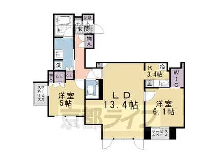 京都市東西線 京都市役所前駅 徒歩1分 11階建 築1年(2LDK/3階)の間取り写真