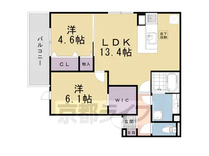 東海道本線 京都駅 徒歩14分 3階建 築1年(2LDK/1階)の間取り写真