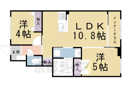 京都市烏丸線 北大路駅 徒歩42分 2階建 築1年(2LDK/1階)の間取り写真