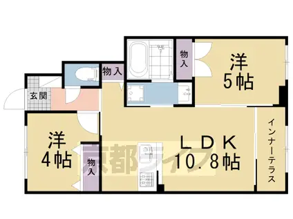 京都市烏丸線 北大路駅 徒歩42分 2階建 築1年(2LDK/1階)の間取り写真