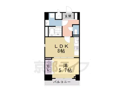 ココクレメント2(1LDK/9階)の間取り写真