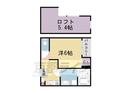 山陰本線 太秦駅(ＪＲ) 徒歩8分 2階建 築1年(1K/2階)の間取り写真