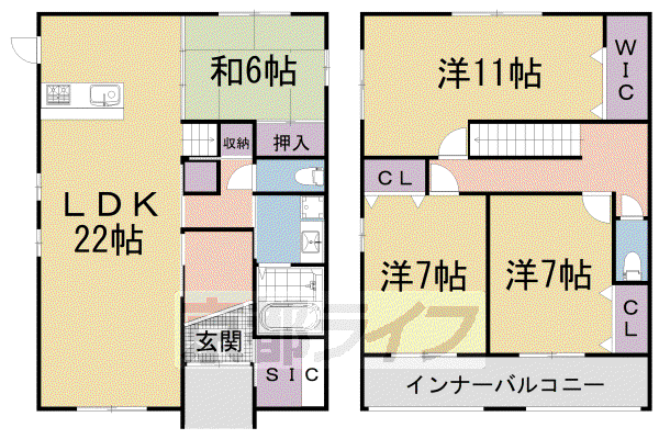 京都市烏丸線 松ケ崎駅(京都) 徒歩5分 2階建 築10年(4SLDK)の間取り写真