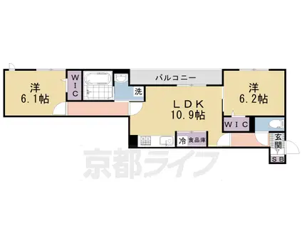 山陰本線 二条駅 徒歩9分 3階建 築1年(2LDK/3階)の間取り写真