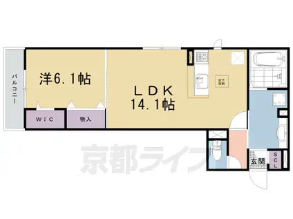 アイル京都八条(1LDK/1階)の間取り写真