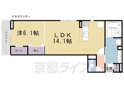 アイル京都八条(1LDK/2階)の間取り写真