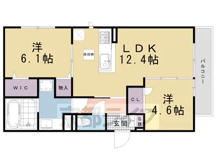 アイル京都八条(2LDK/1階)の間取り写真