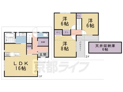 東海道本線 西大路駅 徒歩10分 2階建 築2年(3LDK)の間取り写真