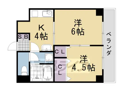 チコーベルメゾン桂(2DK/4階)の間取り写真