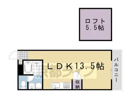 東海道本線 桂川駅(京都) 徒歩19分 3階建 築36年(ワンルーム/3階)の間取り写真