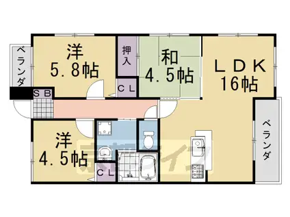 阪急電鉄京都線 桂駅 徒歩17分 4階建 築32年(3LDK/3階)の間取り写真