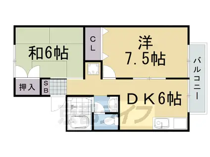 阪急電鉄嵐山線 松尾大社駅 徒歩5分 2階建 築33年(2DK/1階)の間取り写真