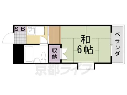 阪急電鉄嵐山線 上桂駅 徒歩7分 5階建 築43年(1K/3階)の間取り写真