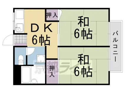 阪急電鉄京都線 洛西口駅 徒歩15分 2階建 築42年(2DK/2階)の間取り写真