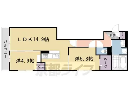 山陰本線 太秦駅(ＪＲ) 徒歩27分 3階建 築1年(2LDK/2階)の間取り写真