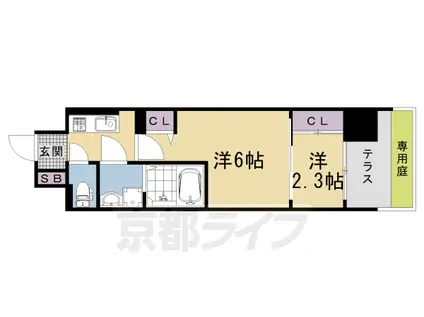 阪急電鉄京都線 西院駅(阪急) 徒歩3分 7階建 新築(2K/1階)の間取り写真