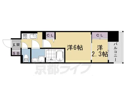 阪急電鉄京都線 西院駅(阪急) 徒歩3分 7階建 新築(2K/3階)の間取り写真