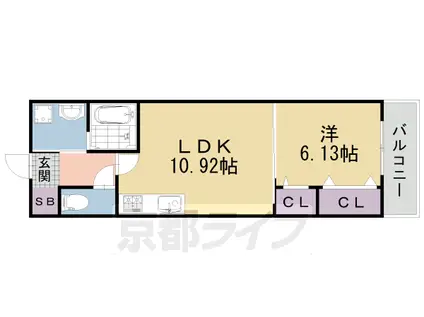 京阪電気鉄道京阪線 中書島駅 徒歩6分 3階建 築1年(1LDK/1階)の間取り写真