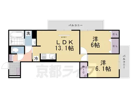 GRAMM奥海印寺 イースト(2LDK/1階)の間取り写真