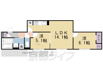 GRAMM奥海印寺 イースト(2LDK/1階)の間取り写真