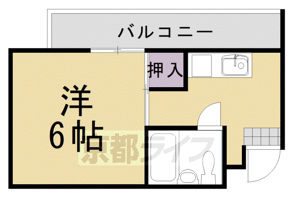 阪急電鉄嵐山線 上桂駅 徒歩14分 3階建 築38年(1K/3階)の間取り写真