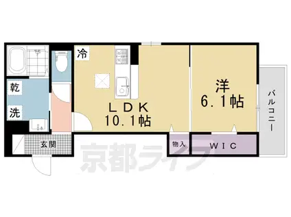 京都市烏丸線 北大路駅 徒歩7分 3階建 築1年(1LDK/1階)の間取り写真
