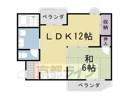 阪急電鉄京都線 桂駅 徒歩15分 3階建 築37年(1LDK/3階)の間取り写真