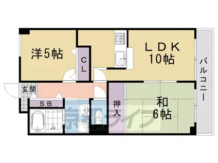 プルーリオン上桂(2LDK/4階)の間取り写真