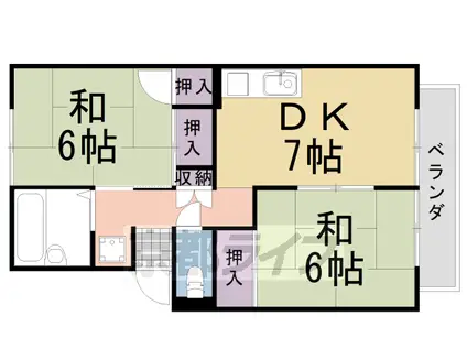 阪急電鉄京都線 桂駅 徒歩48分 2階建 築38年(2DK/2階)の間取り写真